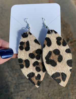 Faux Fur Animal Print Drop Earrings