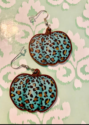 Acrylic Animal Print Pumpkin Earrings