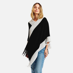 Knit Poncho With Tassels
