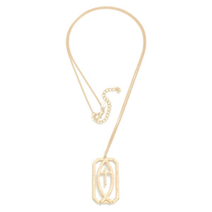 Chain Link Necklace Featuring Ichthus Pendant