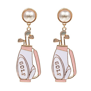 Golf Bag Earrings with Pearl Accent
