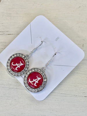 Game Day Drop Earrings with Rhinestone Accents