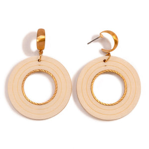 Wood Disc Hoop Earrings