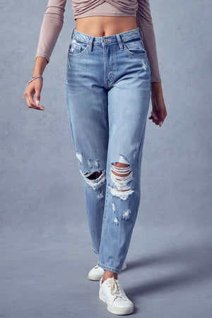 KanCan High Rise Distressed BF Jeans