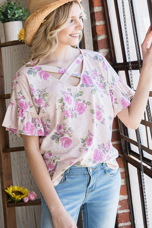 Floral Ruffe Sleeved Top