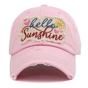 Vintage Distressed "Hello Sunshine" Patch Baseball Hat