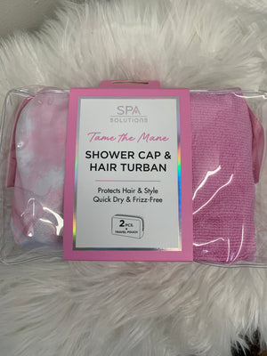 Shower Cap & Hair Turban Set