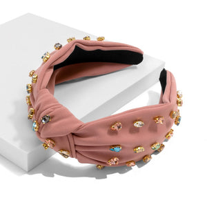 Knotted Headband with Rhinestone Accents