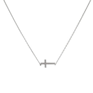 East West 8 mm Cross Necklace