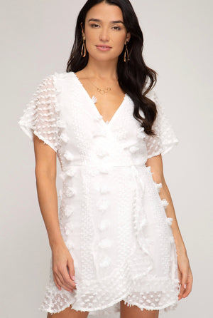 Flutter Sleeve Appliqué Dress